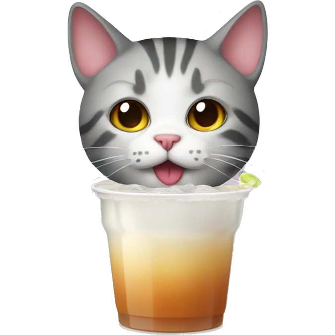 cat drinking boba emoji