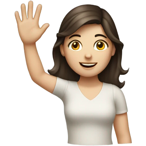 Brunette white girl waving emoji