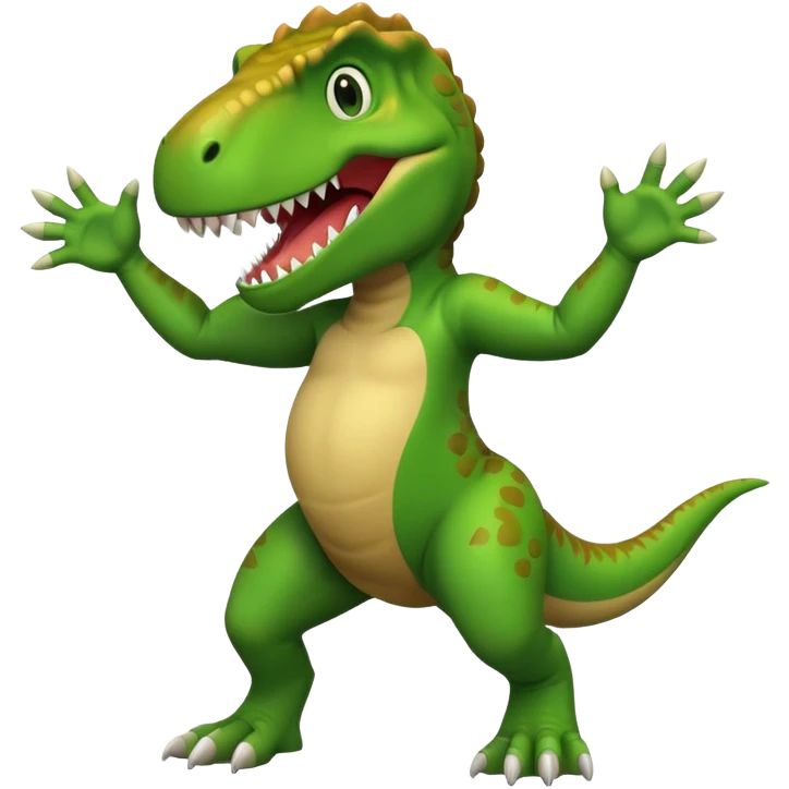 T. rex cartoon dancing short arms happy emoji