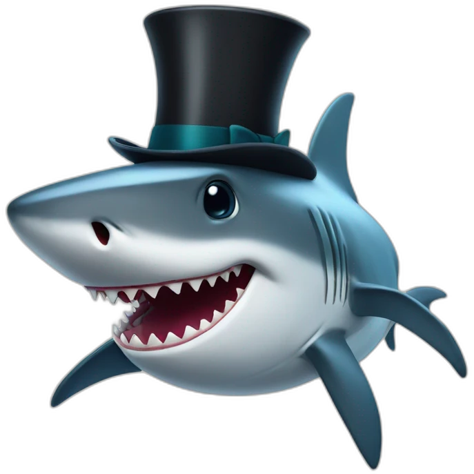 Shark with a top hat emoji