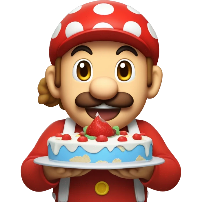 Mario qui mange un gateau emoji