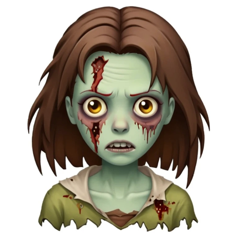 Uma zumbi bonita e com cabelos castanhos  emoji