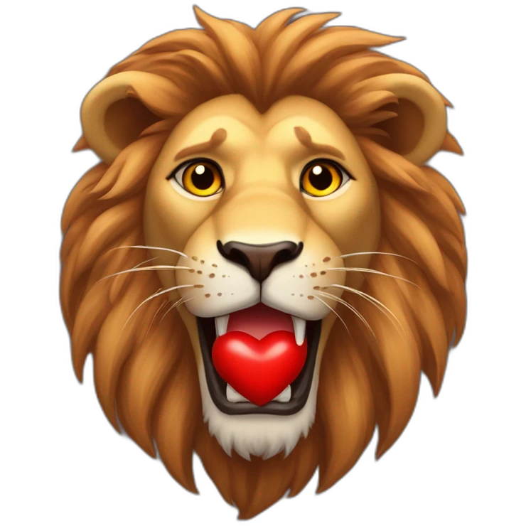 Lion face with huge red hearts in his eyes, he looks so much in love emoji