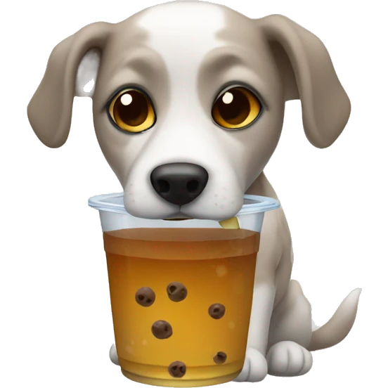 A dog drinking boba  emoji