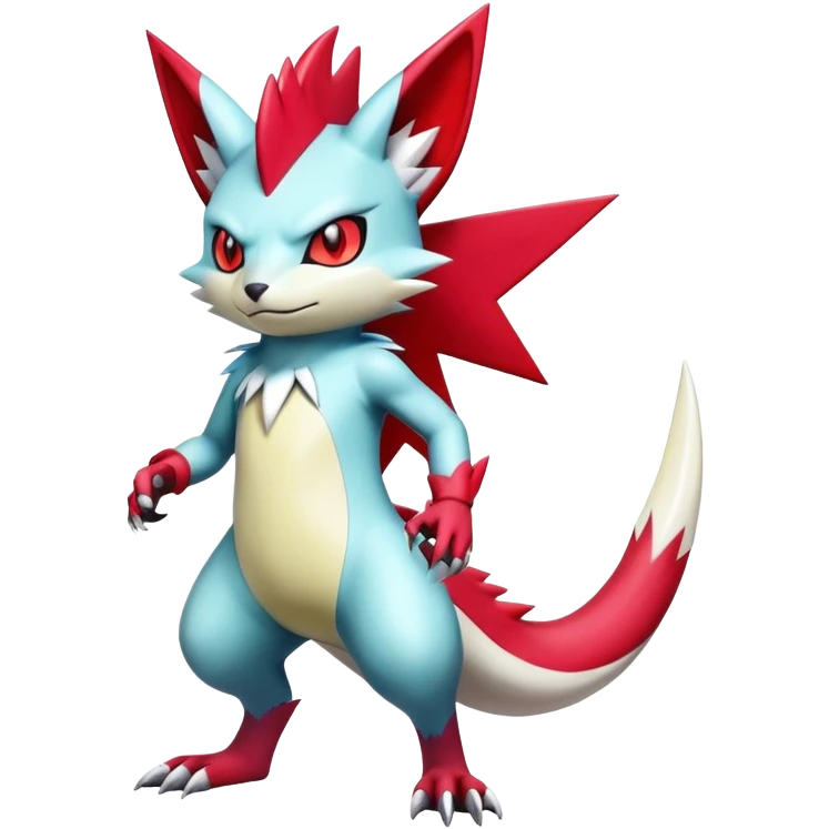 Cool Edgy Badass Shiny Colorful Digimon-Sneasel-Zangoose-hybrid full body emoji