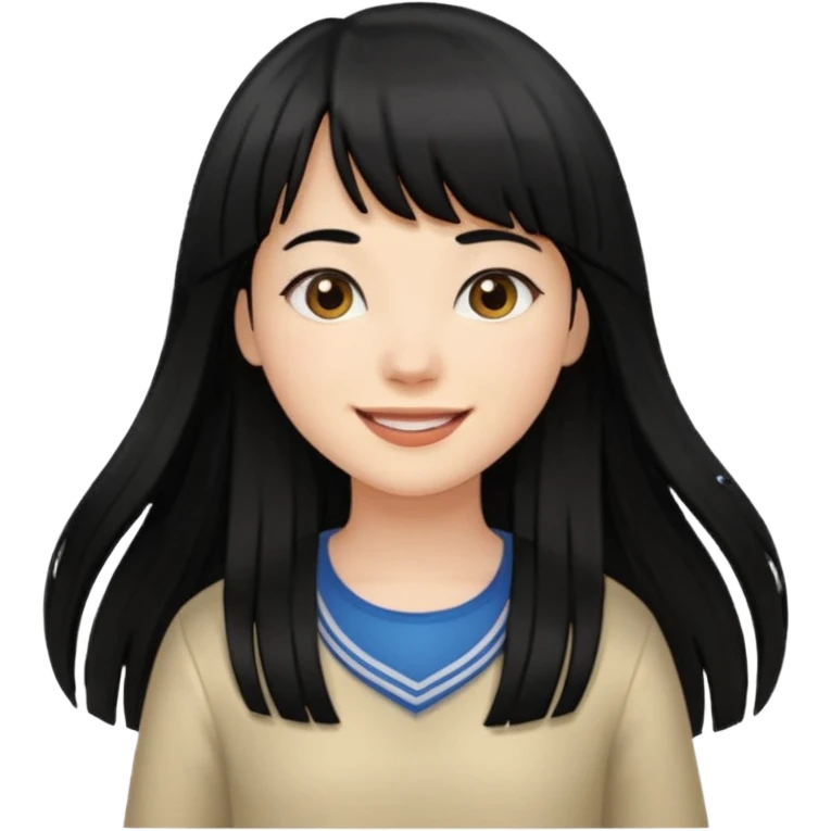 fringe black color long hair girl walking


 emoji