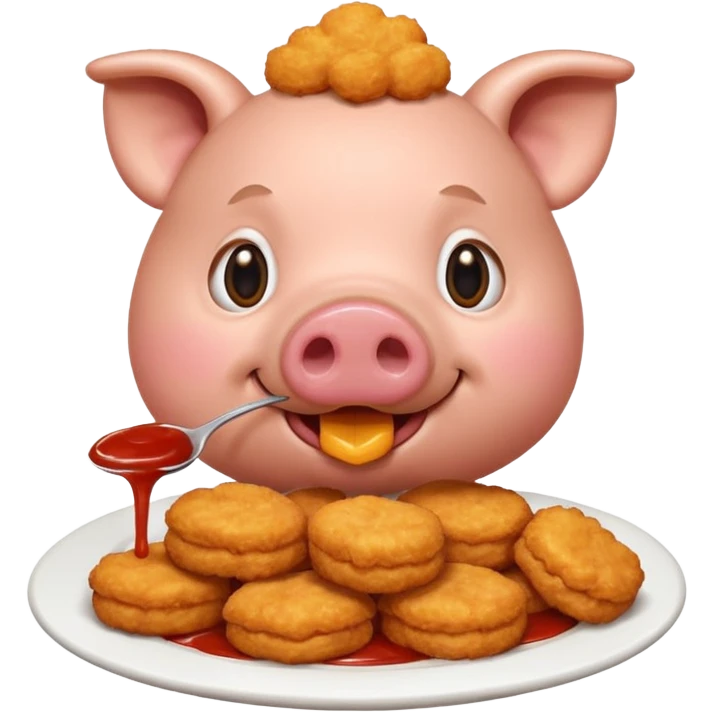 Pig eating chicken nuggets ￼ emoji
