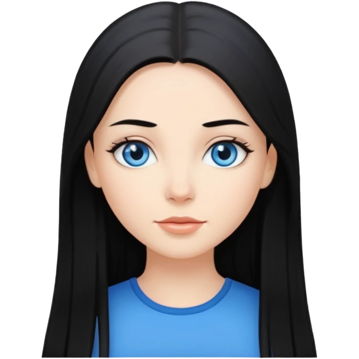 Chica bonita blanca de cabello largo liso y negro  emoji