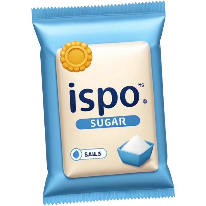 package of white granulated sugar with label emoji