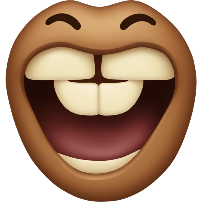 A mouth stuffed with chocolate emoji