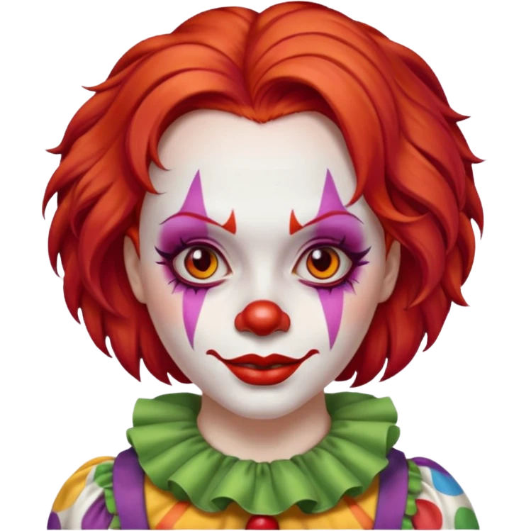red long hair female clown emoji