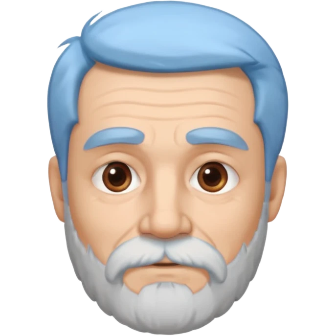 An elderly man with light-blue hair and beard, thick eyebrows, brown eyes, and a calm expression.b emoji