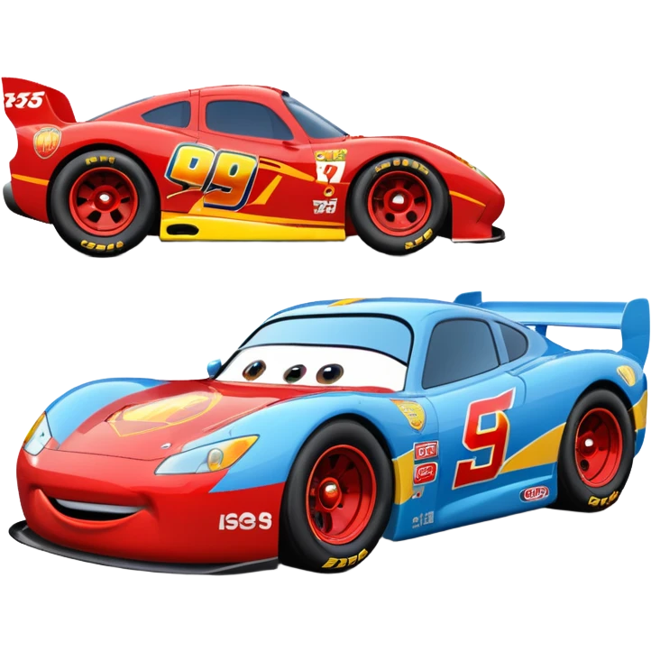 Lightning McQueen 95 blue race car side view cartoon style emoji