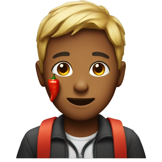 boy with a hot pepper emoji