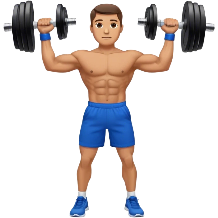 man with blue shorts doing dumbbell lateral-raise (T-pose) side-deltoid exercise emoji