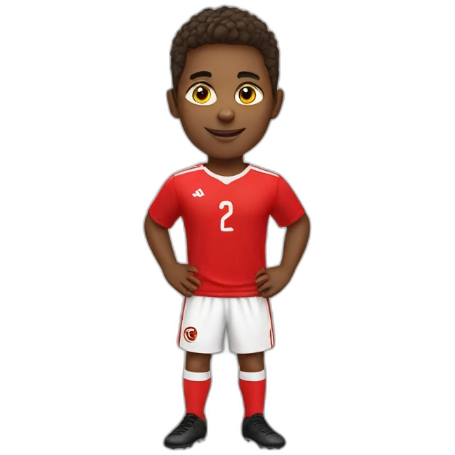 Young soccer player in red t-shirt emoji