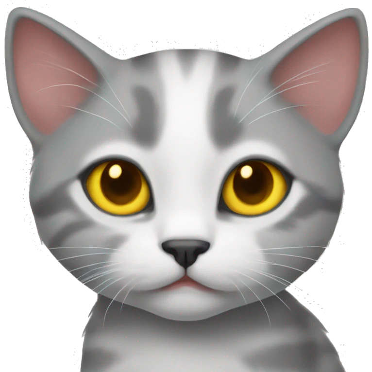 gray red white kitten with yellow eyes emoji