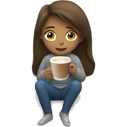girl sitting in the window drinking coffe  emoji