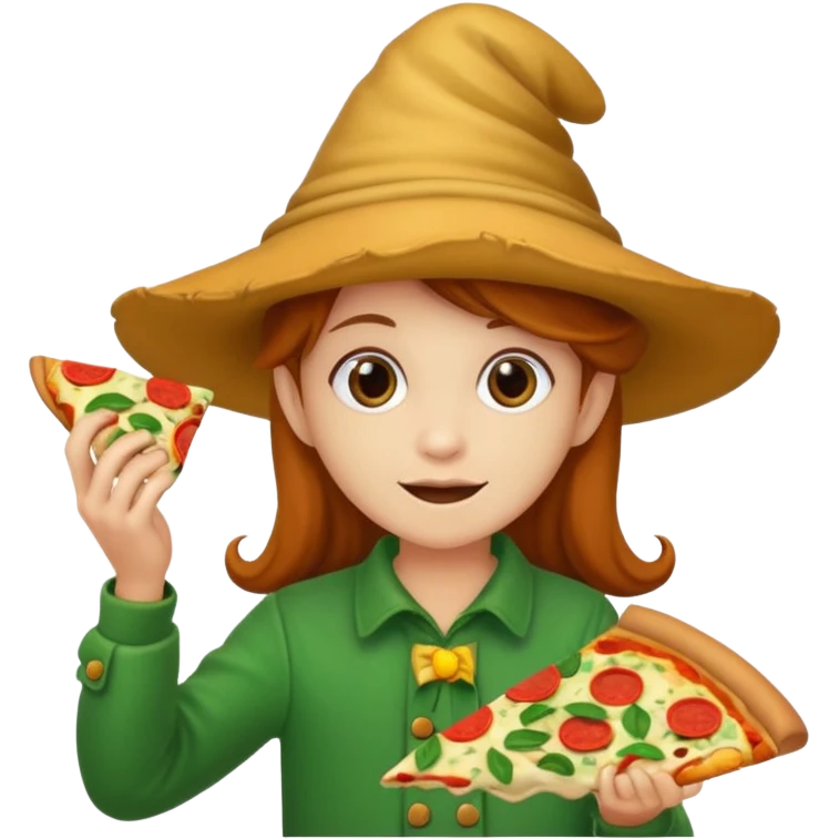 Duende verde comendo pizza emoji