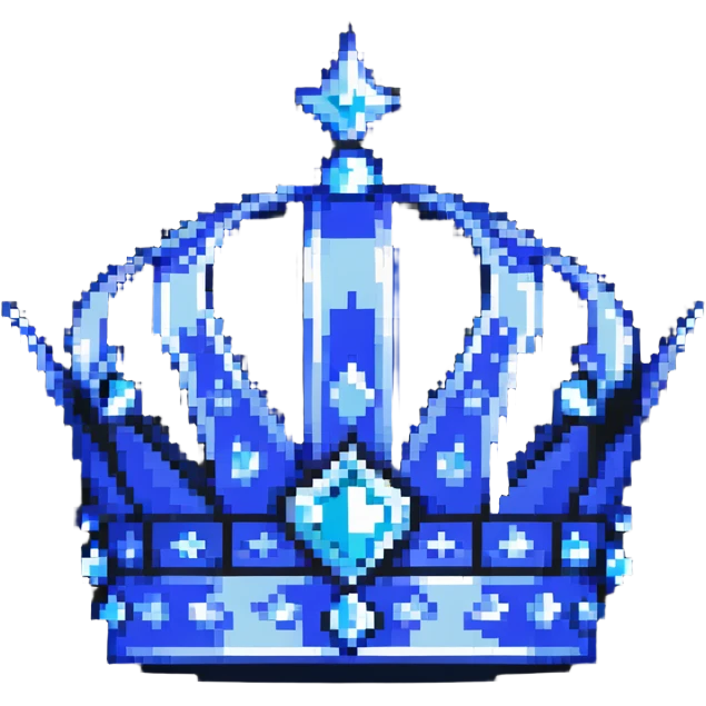 A sapphire blue crown with pointed tips and silver details emoji