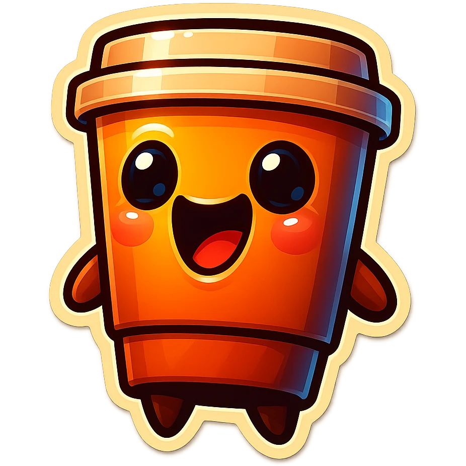 Tall coffee cup, laughing dramatically at self emoji