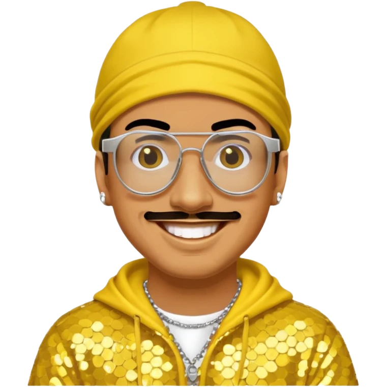 Ali G with yellow sequin outfit emoji