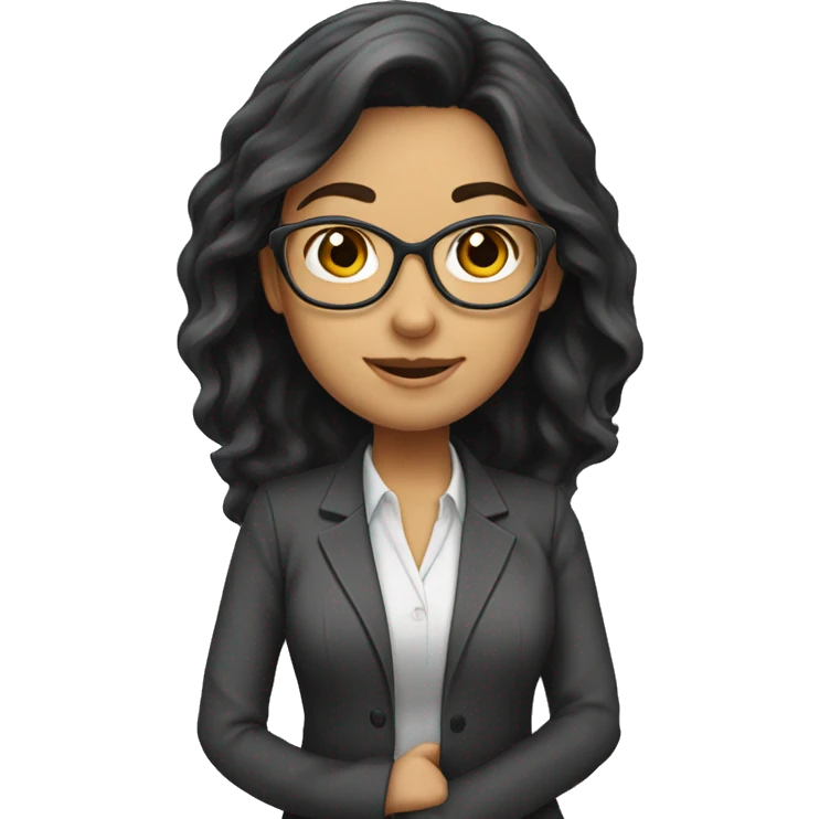 Female teacher with black long hair and professional  emoji