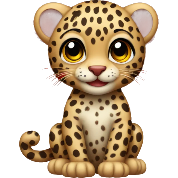Baby leopard holding a red heart  emoji