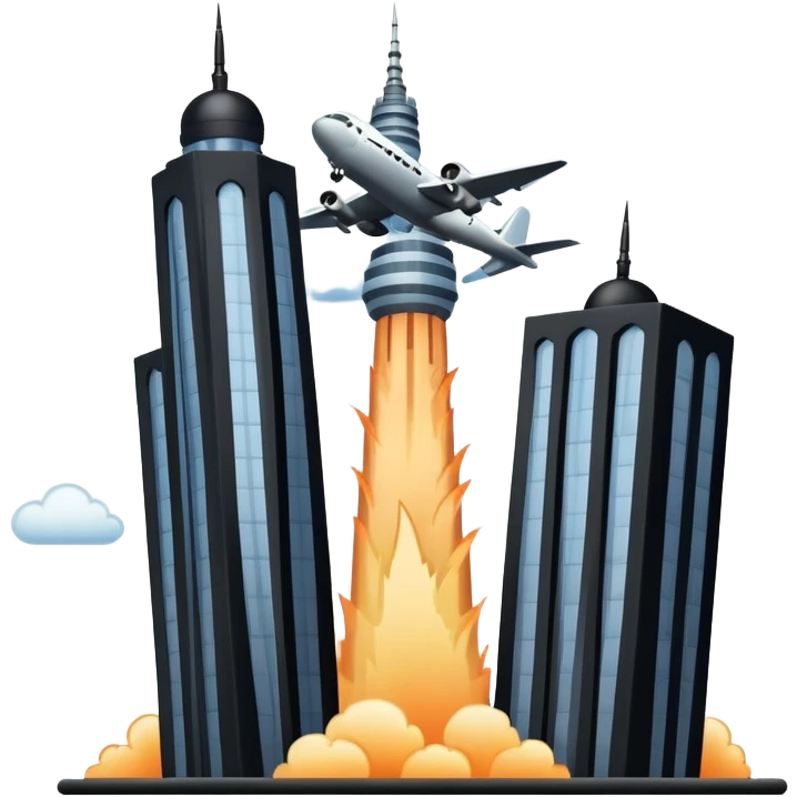 plane hitting two towers emoji