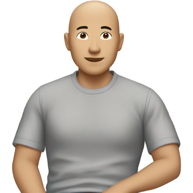 Weird Asian bald guy chilling at capital one cafe emoji
