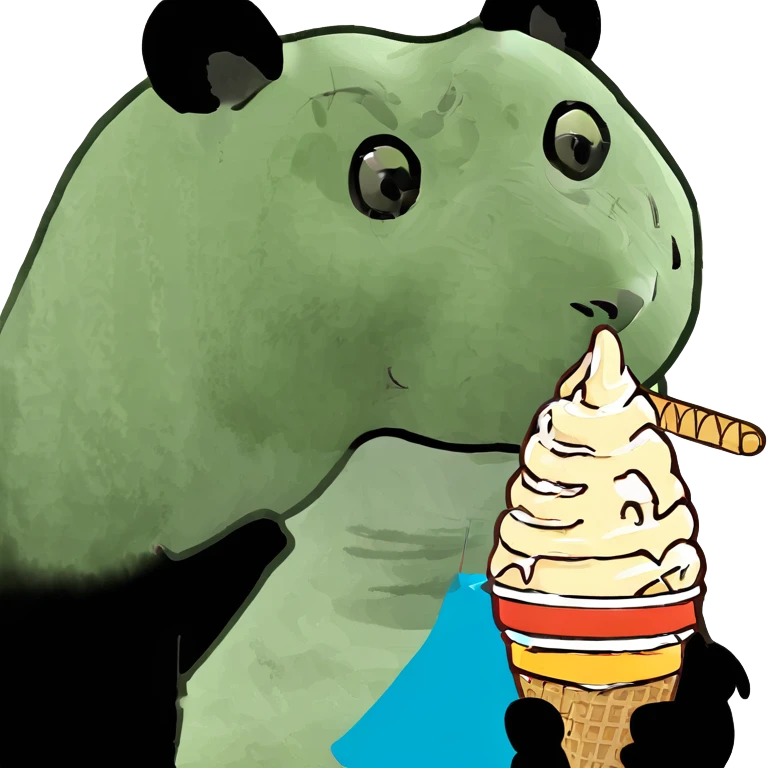 Panda eating ice cream emoji
