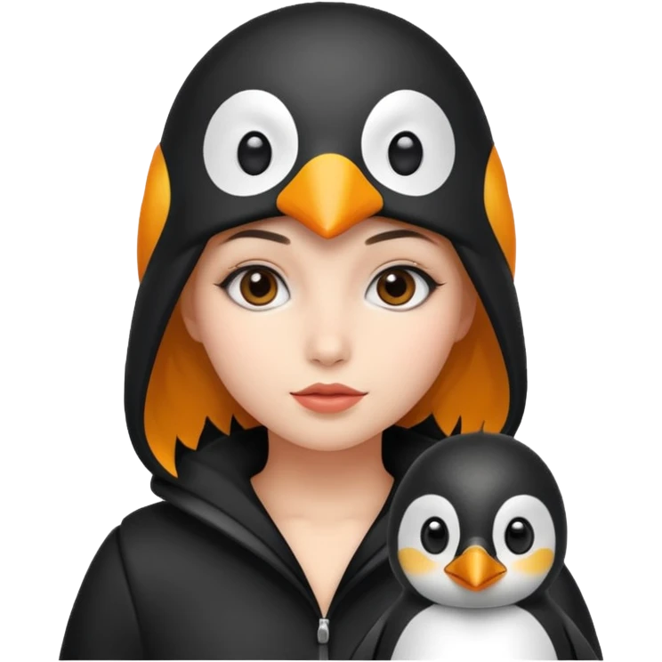 A girl with penguin outfit  emoji