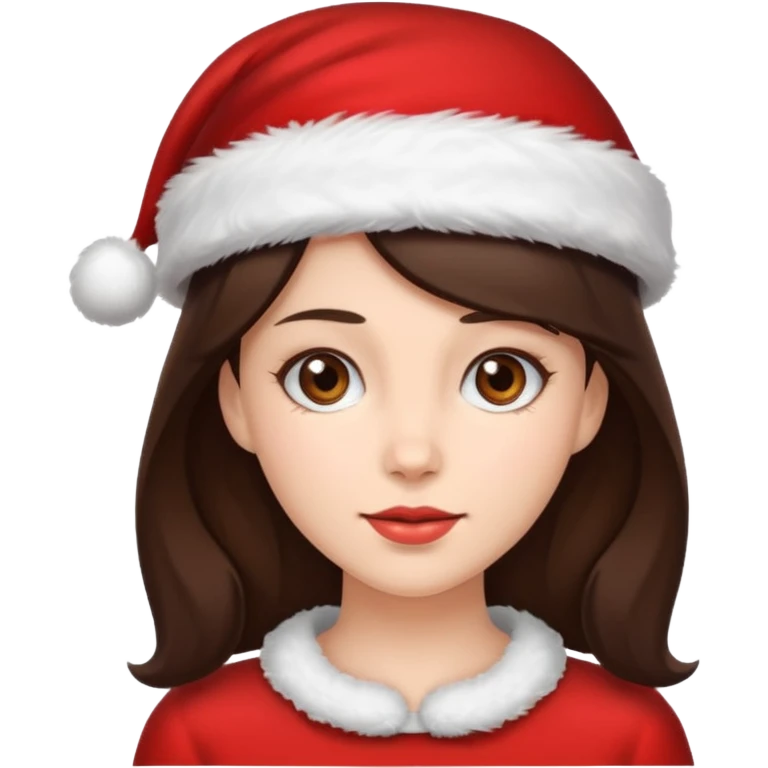 brunette woman with wearing Santa emoji