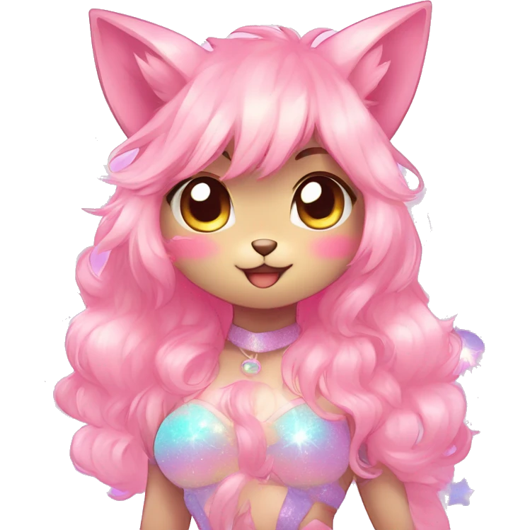 Anthro Shiny Colorful Pastel Glitter Sparkle Stars Pink Gradient Anime Chibi Fakémon Fur Sona emoji