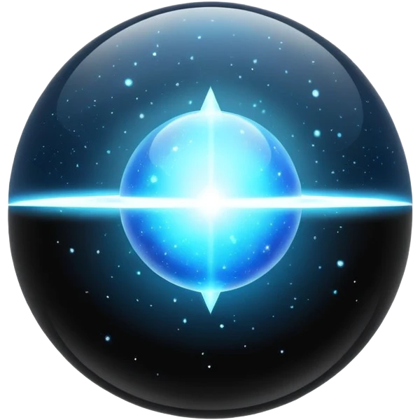 magical onyx orb floating with a silver-blue aura, cosmic particles around it emoji