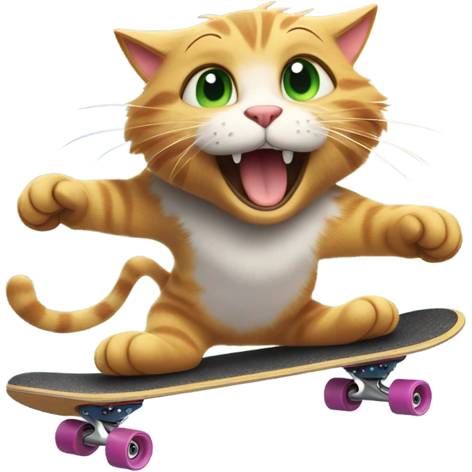 Happy cat skate boarding emoji
