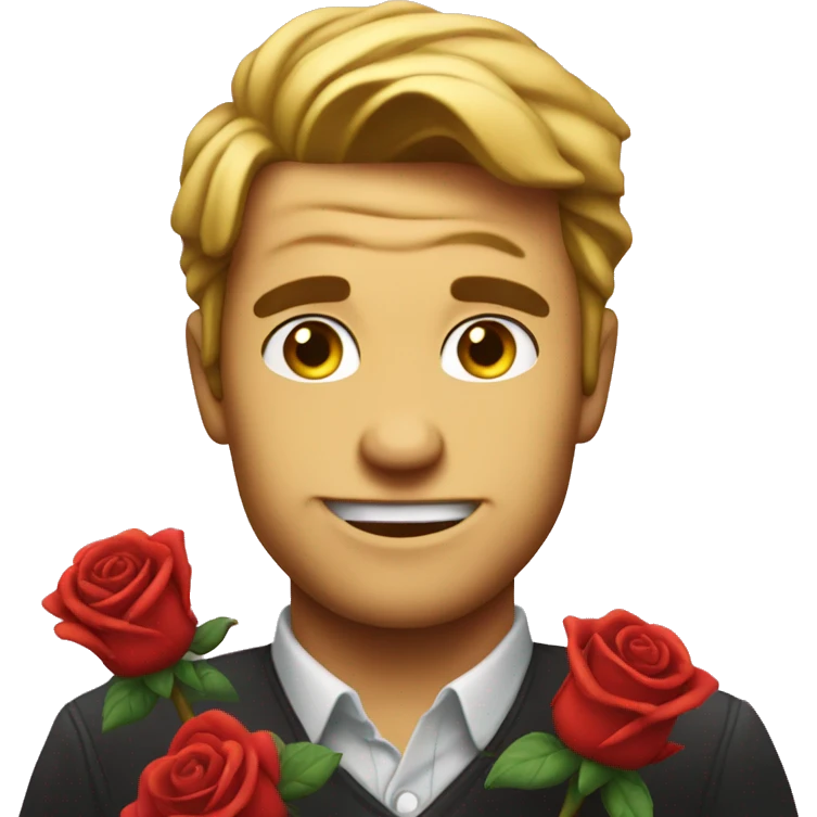 smirk man bittin a rose charming face emoji
