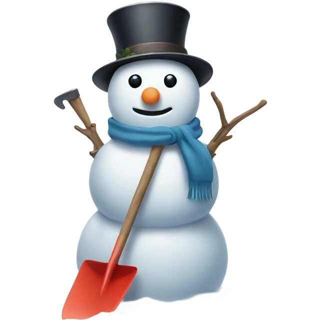 Snowman holding shovel  emoji