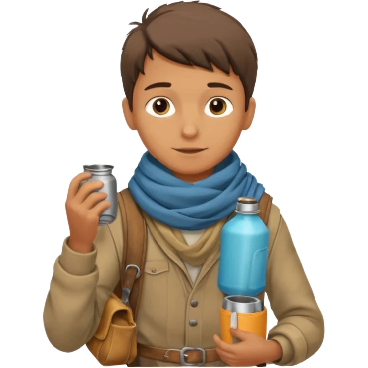 Boy + scarf + canteen,Desert Nomads. emoji
