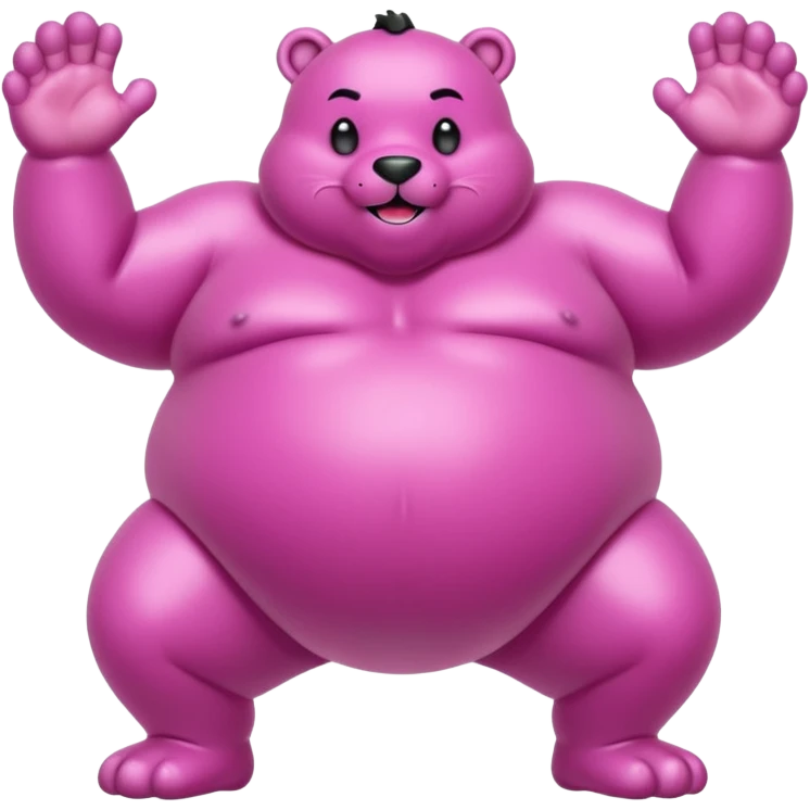 Oilly fat strong muscle blizzbeast with big fat inflated bloated balloon king size massive oilly belly with legs spread out showing black feet paw pads with a outtie bellybutton blushing and moaning farting emoji