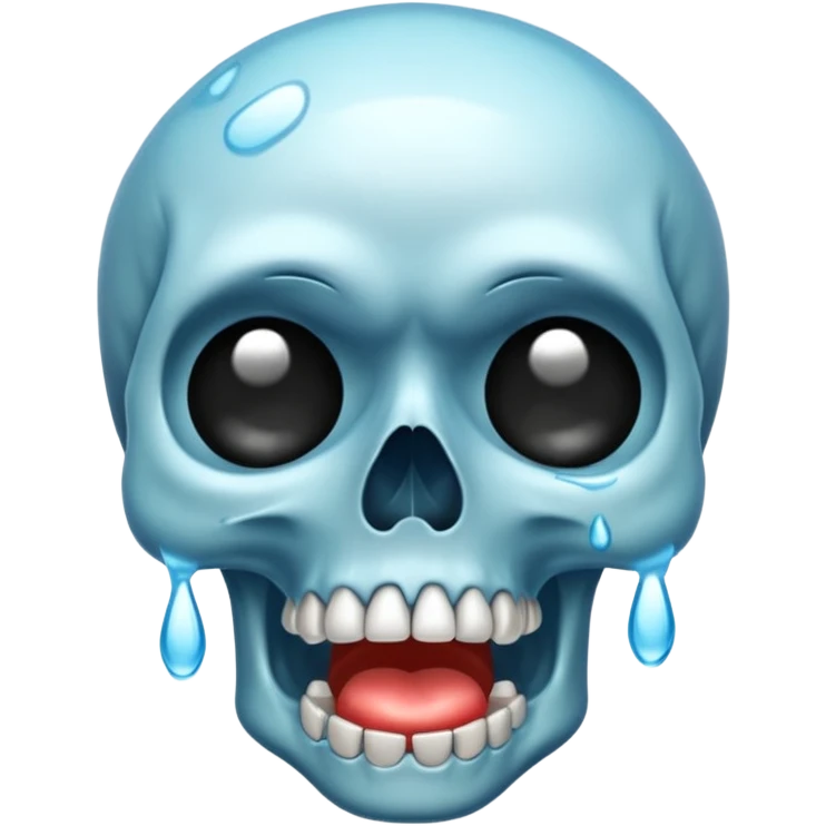 Skull crying loudly and a lot with lots of tears emoji