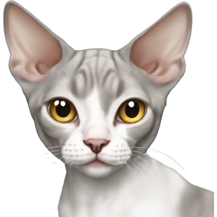 Grey and white cat Devon Rex emoji