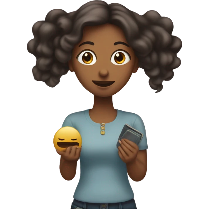 Woman holding tge mirroe emoji