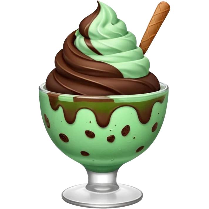 cup mint and chocolate ice cream emoji