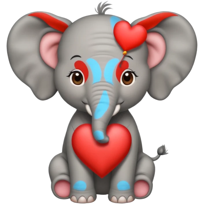 Elephant calf with small heart symbol on head, circus cloth emoji