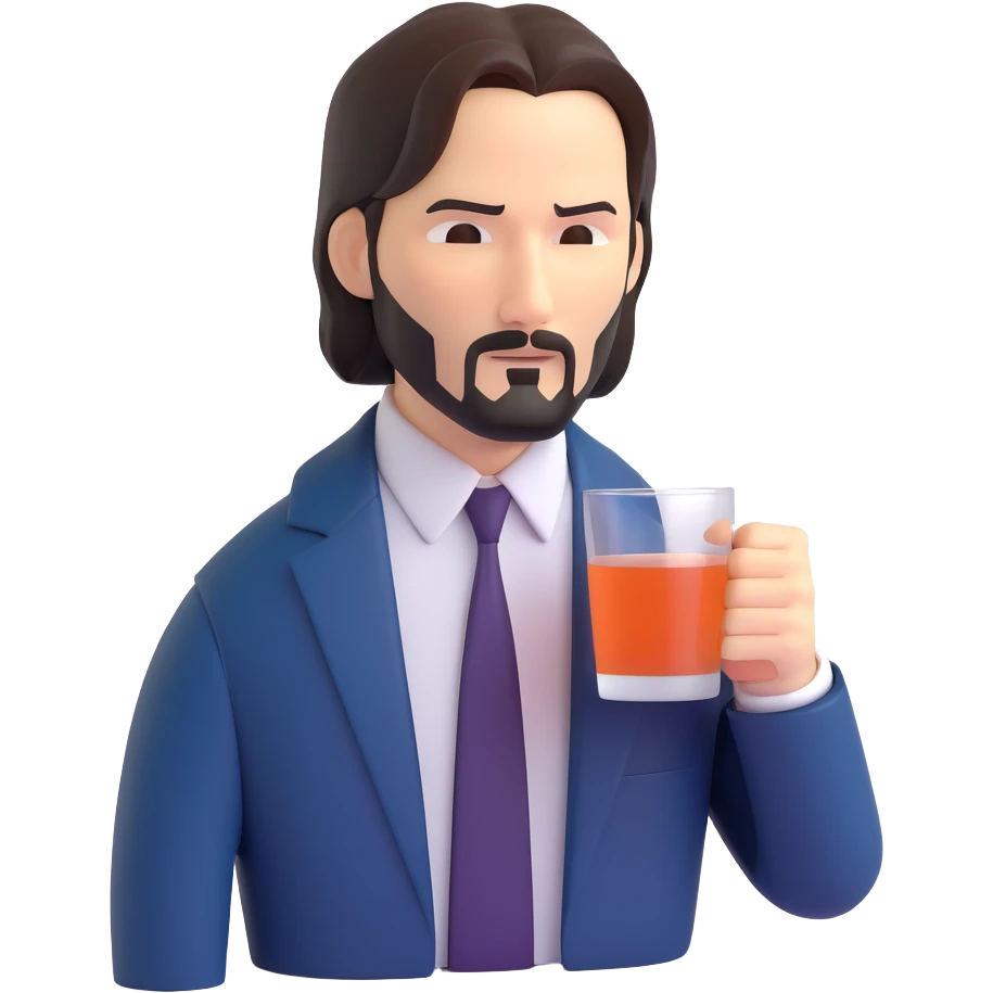 John Wick drinking, 3D emoji style emoji