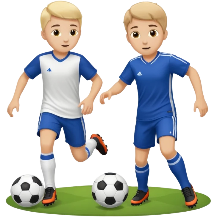 two brothers playings soccer in a park
 emoji