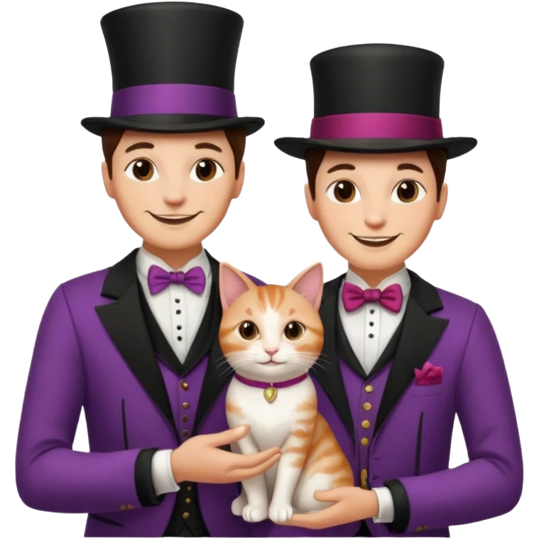 magician couple and their pet cat emoji
