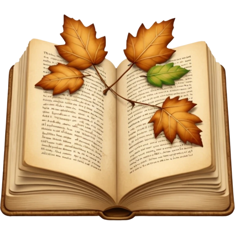 beige autumn open book with leaves on it emoji