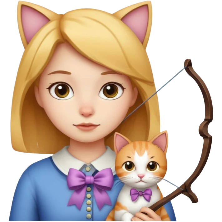 Bow with girl and cat  emoji